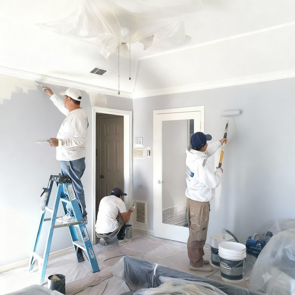 Crew working with owner on site