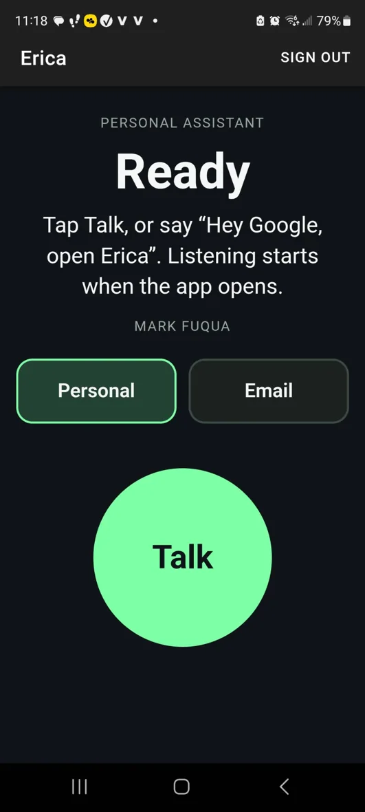 WINWINI Ask Erica application screenshot