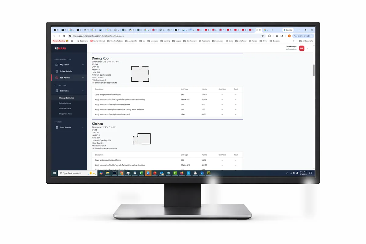 WINWINI Estimating application screenshot