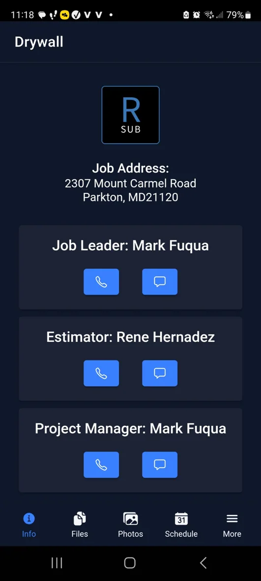 WINWINI Subcontractor App application screenshot