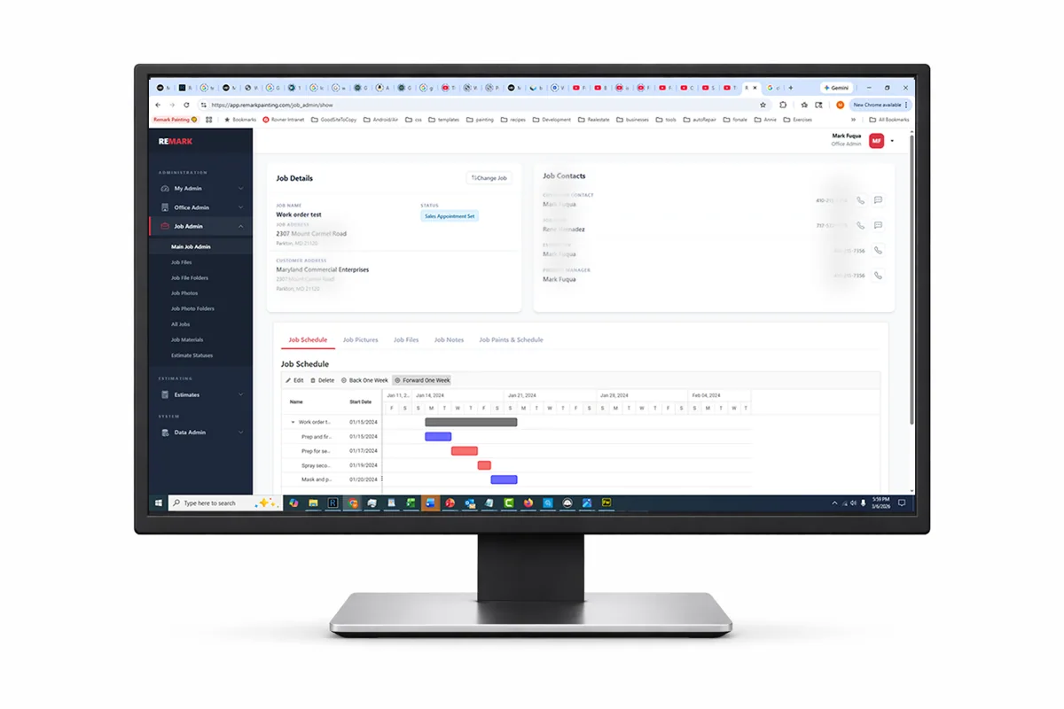WINWINI Job Administration application screenshot